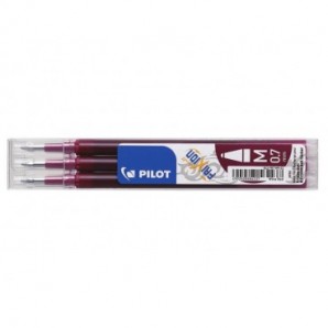 Refill penne a sfera Pilot Frixion Ball e Clicker 0,7 mm rosso vino Set 3 pezzi - 6852