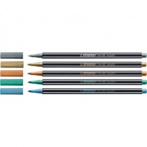 Pennarelli Stabilo Pen 68 metallic 1 mm blu metallizzato - 68/841