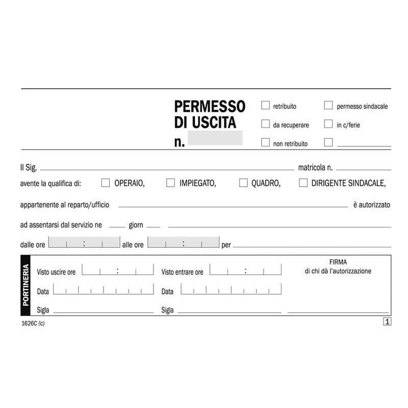 Permessi di uscita flex 1626C0000