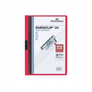 Cartellina con clip Durable DURACLIP® A4 - dorso 3 mm - capacità 30 fogli rosso - 220003