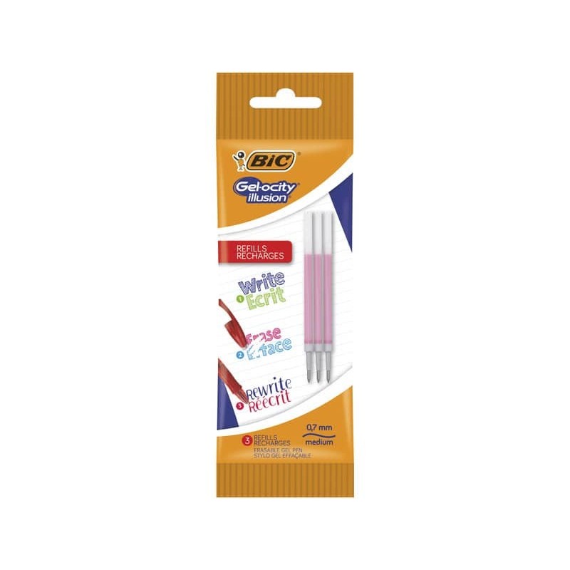 Refill BIC Gelocity Illusion Pouch 0,7 mm rosso Conf. 3 pezzi - 964821