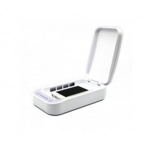 Sterilizzatore UV portatile GekoClean per smartphone e mascherine, bianco, con caricabatterie e diffusore LKM-GERM01WH