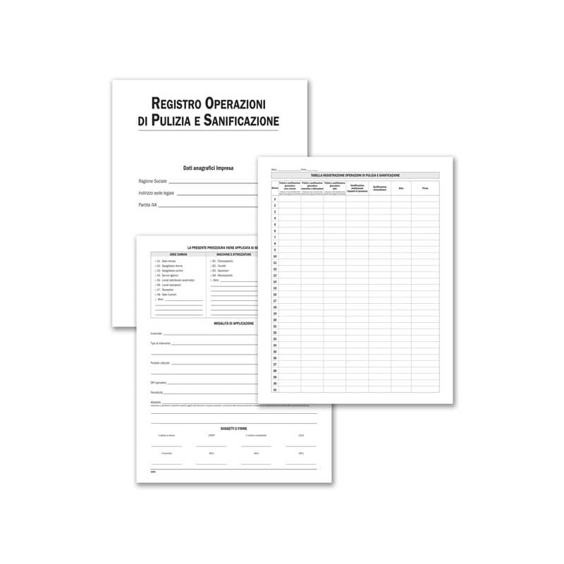Registro operazioni di pulizia e sanificazione Data Ufficio - 28 pagine - 31x24,5 cm DU321900100