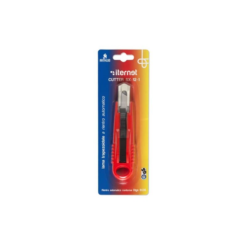 Cutter con lama trapezoidale a rientro automatico Artiglio SX-12-1 rosso lama 18 mm - 4330B